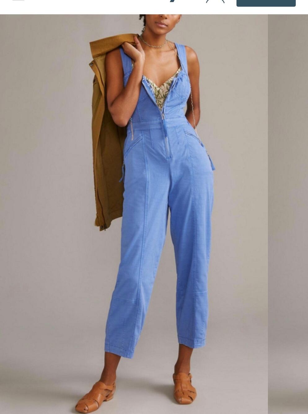 Anthropologie Open Back Bustier Jumpsuit Playsuit Cornflower Blue 8